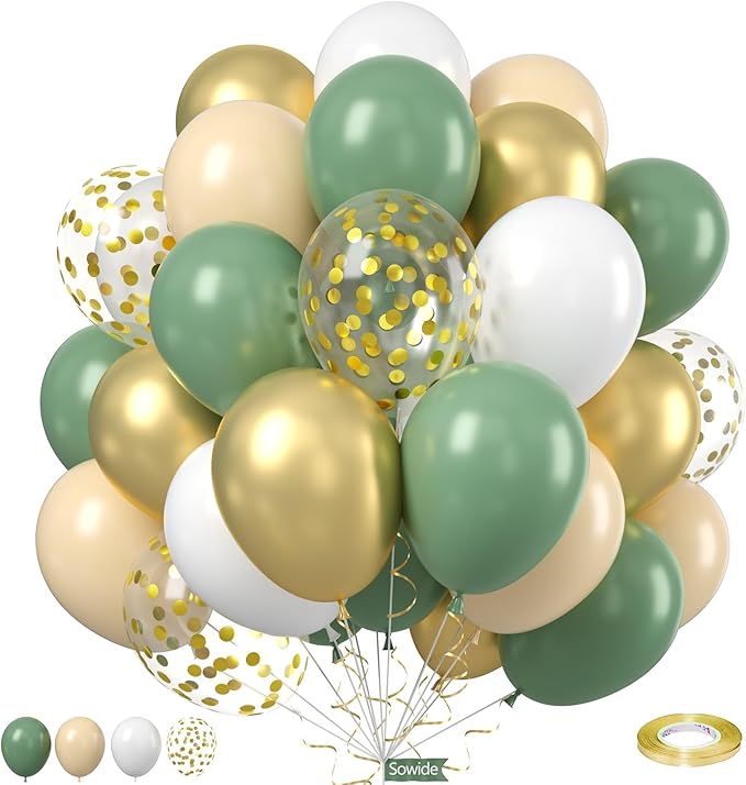 Sage Green Gold Balloons by Sowide