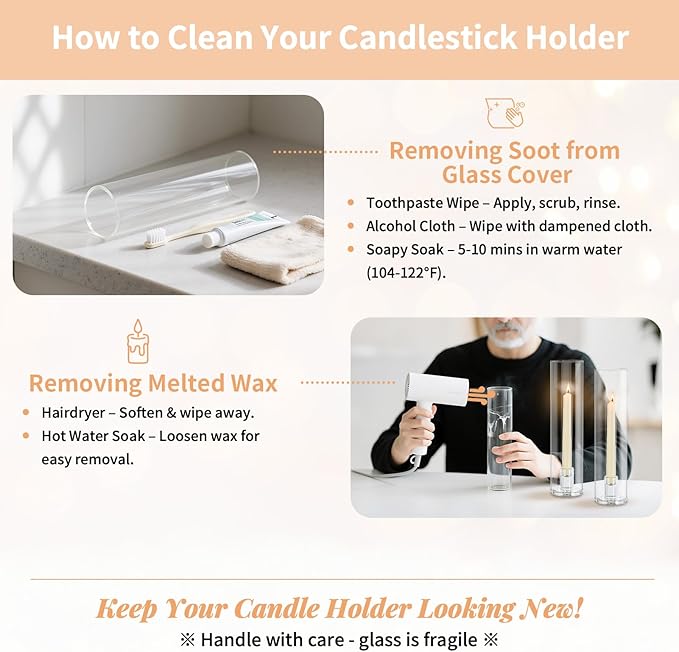 NUPTIO Candle Stick Candle Holder: Clear Glass Hurricane Candlestick Holders - Image 6