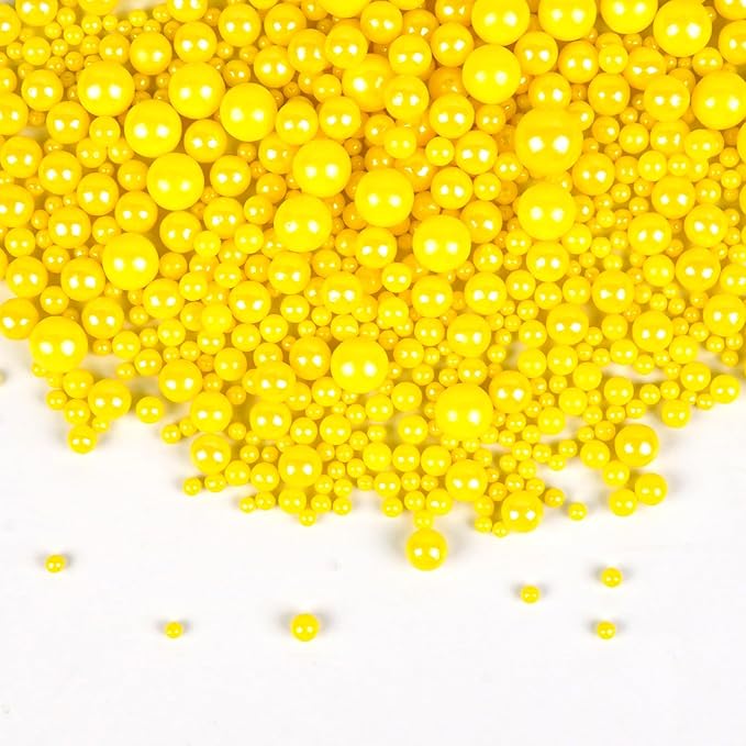 Yellow Pearl Sprinkles, Edible Sugar Pearls by Suggozo
