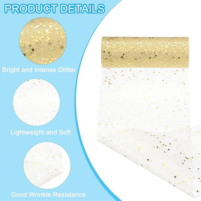 PATIKIL Tulle Fabric Rolls, 6 Inch by 10 Yards Fabric Spool Tulle Sparkling - Image 3