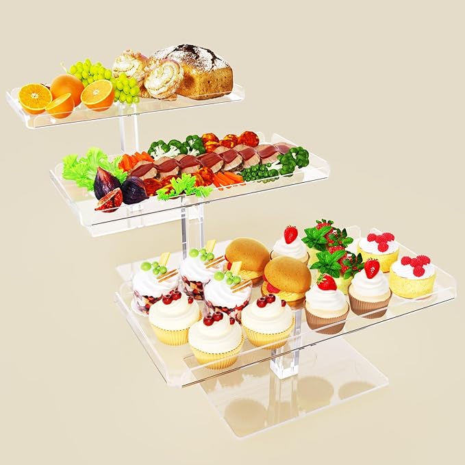 Dessert Cupcake Stand, 3 Set Acrylic Tiered Serving Tray - Image 6