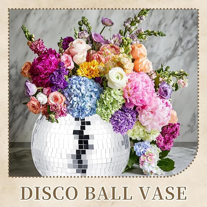 4 Pcs Disco Ball Vases, Plastic Disco Ball Centerpieces 6" X 6.7" Disco Ball - Image 5