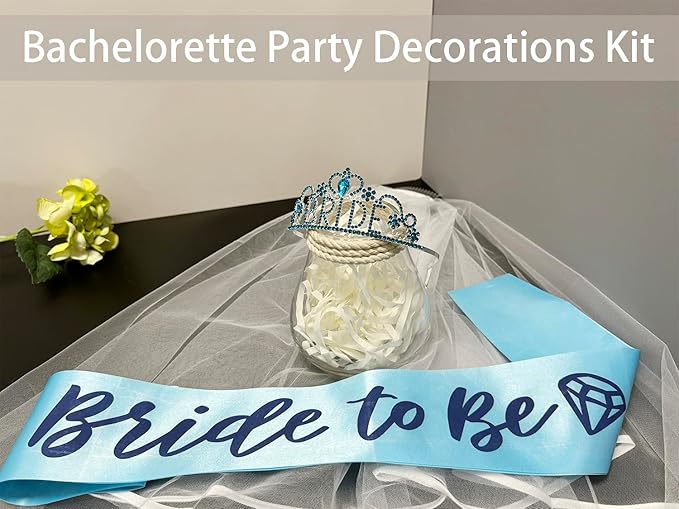 JETKONG 3 Pcs Bachelorette Party Decorations "BRIDE" Crown, Bride to Be - Image 4