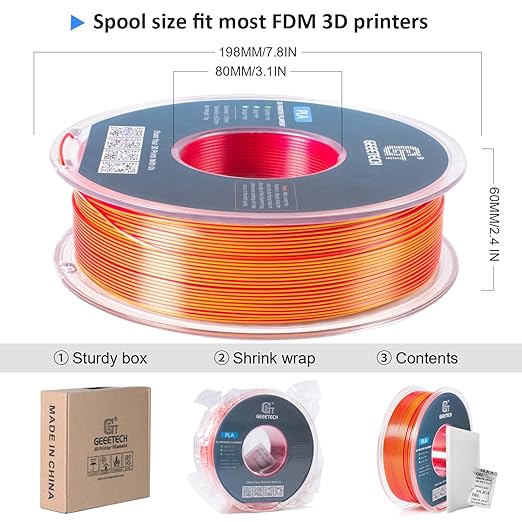 Geeetech Silk PLA Filament 1.75mm Silk Dual Color Filament, Coextrusion - Image 5