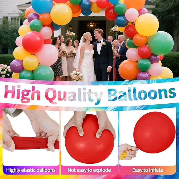 KAWKALSH 120 Balloons Rainbow Set 12 Inches - Image 2