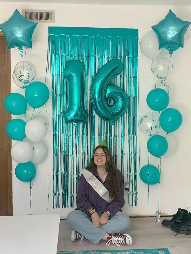 40 Inch Teal Blue Mylar Foil Number 6 Birthday Balloon, Digital Balloons - Image 5
