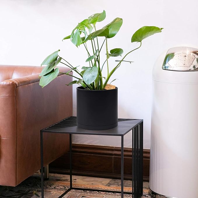 D'vine Dev 2 Pack 8 Inch Modern Plastic Plant Pots, Cylindrical Garden Planters - Image 7