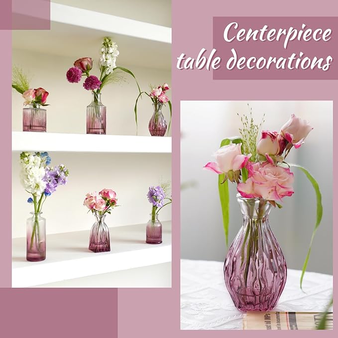 Bud Vases Set of 12, Small Purple Vase Glass Vases - Image 6