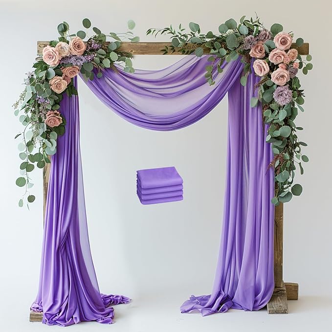 Wokceer Lavender Purple Wedding Arch Draping Fabric Backdrop 4 Panels 28.7" X by Wokceer