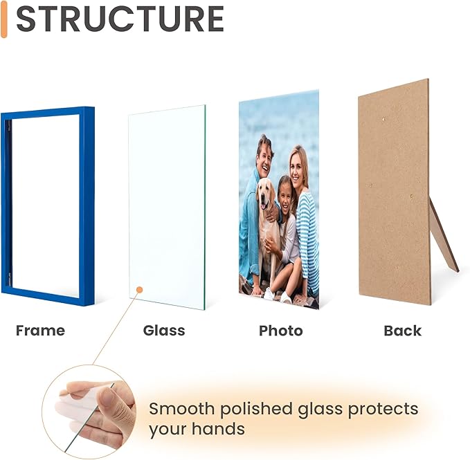 upsimples 5x7 Picture Frame Set of 3, Made of High Definition Glass - Image 2