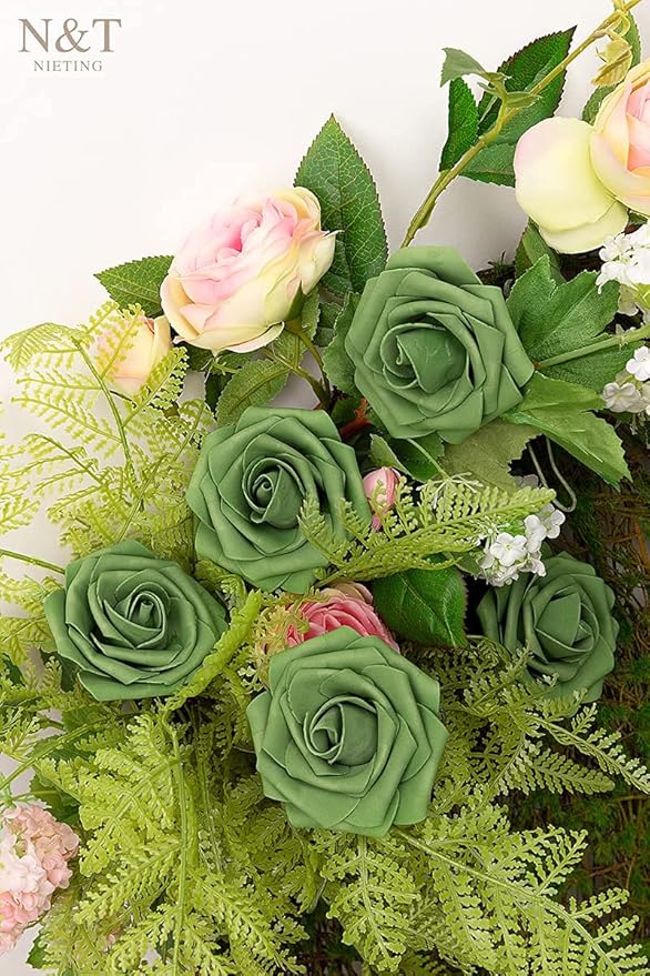 N&T NIETING Roses Artificial Flowers, Army Green - Image 6