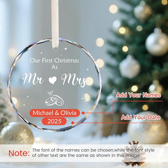 Our First Christmas As Mr & Mrs Ornament 2025, Personalized Christmas Ornaments - Image 5