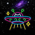 UFO Neon Sign, Cat Dimmable LED Light Signs by BEISKAFNVSZ