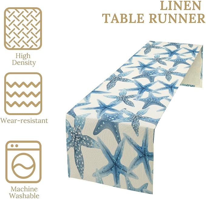 Starfish Plaid Table Flag Green Plaid and Marine Life Starfish Kitchen Table - Image 5