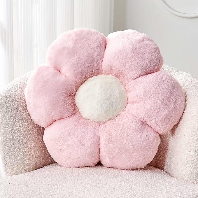 Pink Flower Pillow, Cute Decorative Flower Shaped Throw Pillow by Kcvvcr