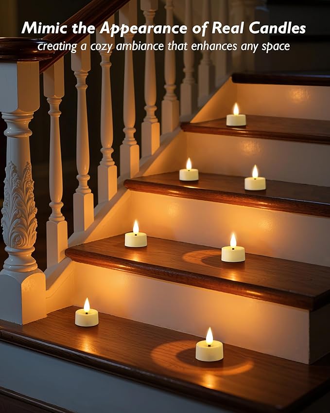 Amagic Flameless Timer Remote Tealights Candles, 3D Black Wick Flickering Tea - Image 7