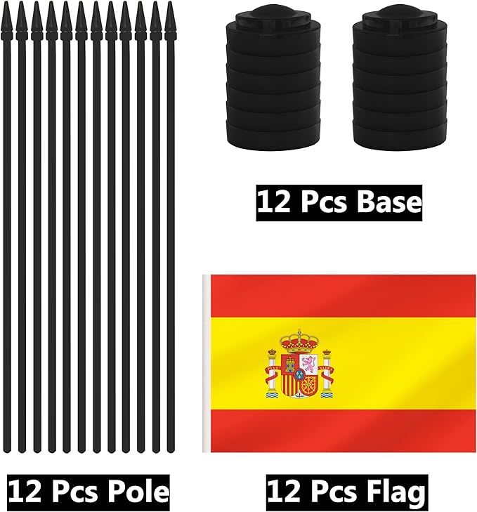 12 Pack Spain Desk Flags, Spanish Desktop Flag, Small Miniature Office Flags - Image 3