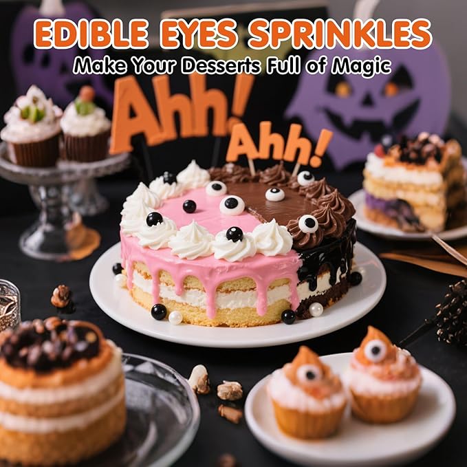 Edible Eyes Sprinkles for Cake Decorating, Small Candy Eyeballs Eyes, 1 cm - Image 2
