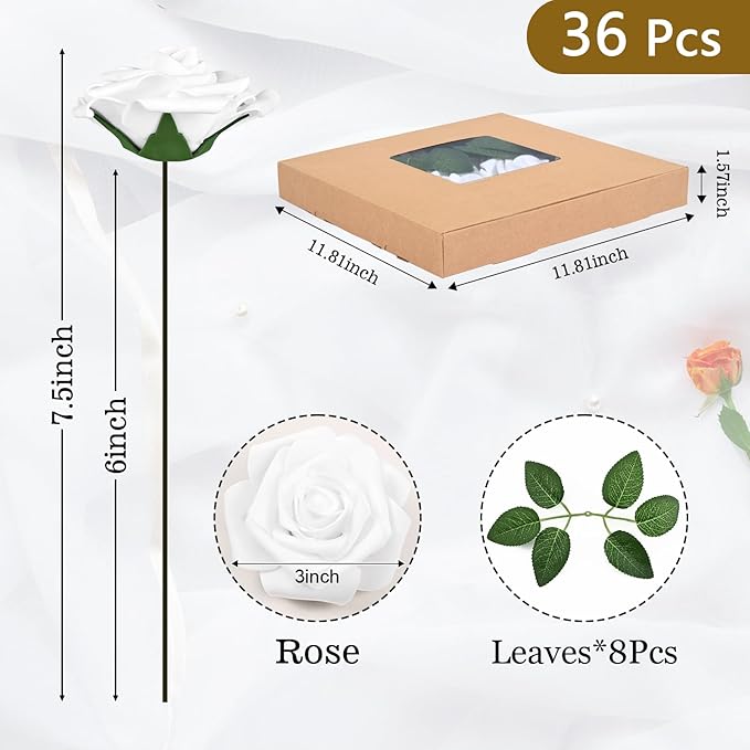 BLEUM CADE 36Pcs Artificial Flowers Fake Roses - Image 3