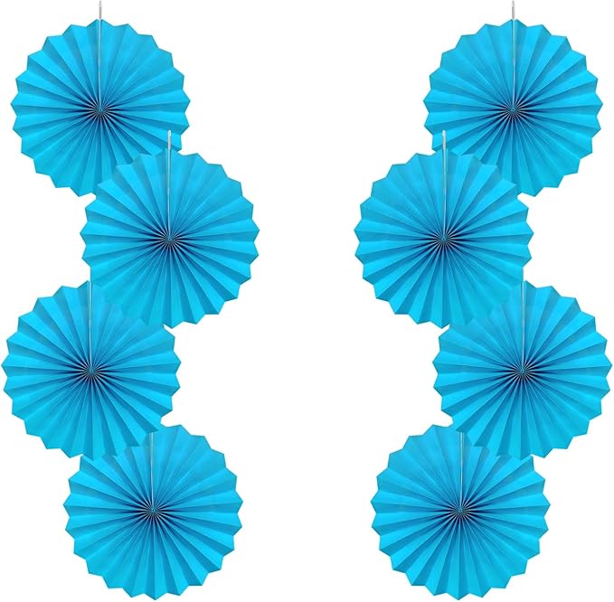 Blue Hanging Paper Fans, Party Decorations by BARTHEW