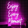 Enjoy Every Moment Neon Sign Pink Letter LED Sign Words Neon Light Up Sign by Kullneon