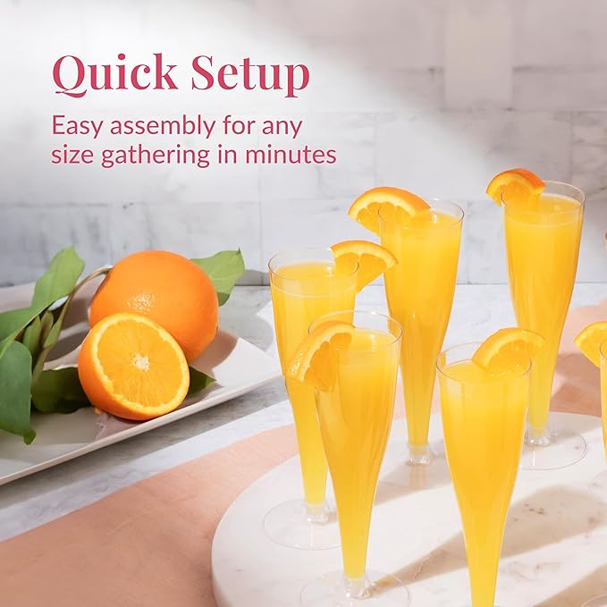 Prestee Set of 24 Clear Plastic Champagne Flutes - Image 2