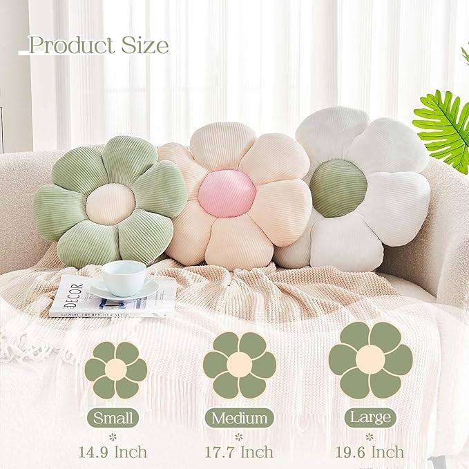 Sage Green Flower Pillow, 14.9" Cute Flower Shaped Floor Pillow, Aesthetic - Image 2