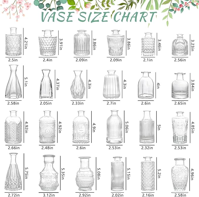 24pcs Glass Bud Vase Set, Small Clear Flower Vases - Image 3