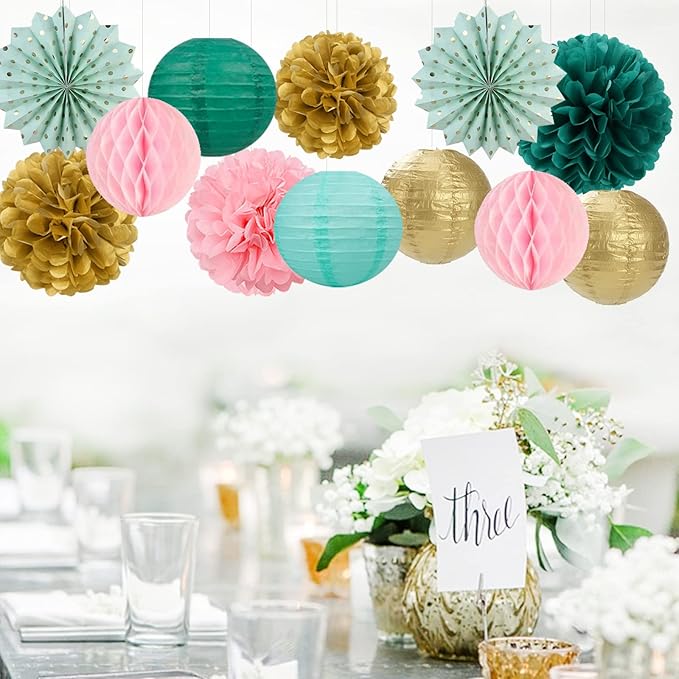 Sage-Green Pink-Gold Baby-Shower Party Decorations - Image 2