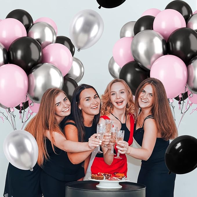 Paready Pink and Black Balloons - Image 7