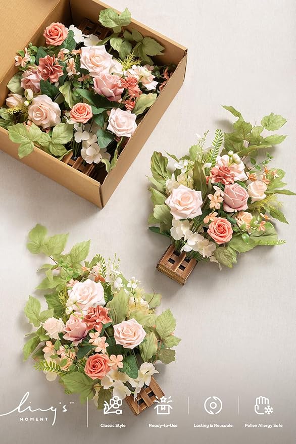 Ling's Moment 17.5" Tall Standing Artificial Flowers Arrangements 4pcs Fall - Image 9