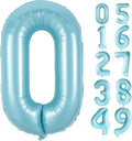 40 Inch Light Blue Number 0 Balloon Foil Balloons 0 by Lnhiya