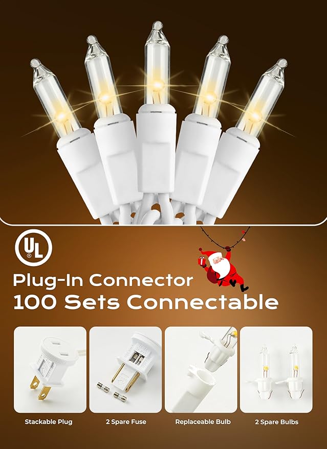 Minetom LED Clear Christmas String Lights, Christmas Decorations Indoor - Image 4