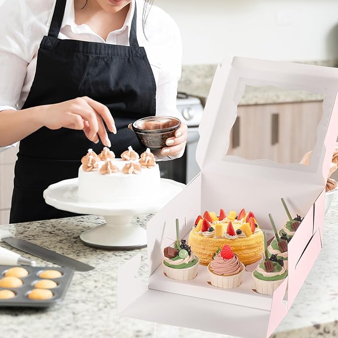 JCD 8 Packs Pink Bento Cake and Cupcake Box 1+5 Bento Box - Image 5