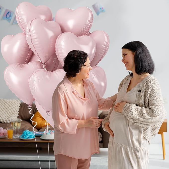 Baby Pink Heart Balloons, 18 Inch, Pastel Helium Foil - Image 8