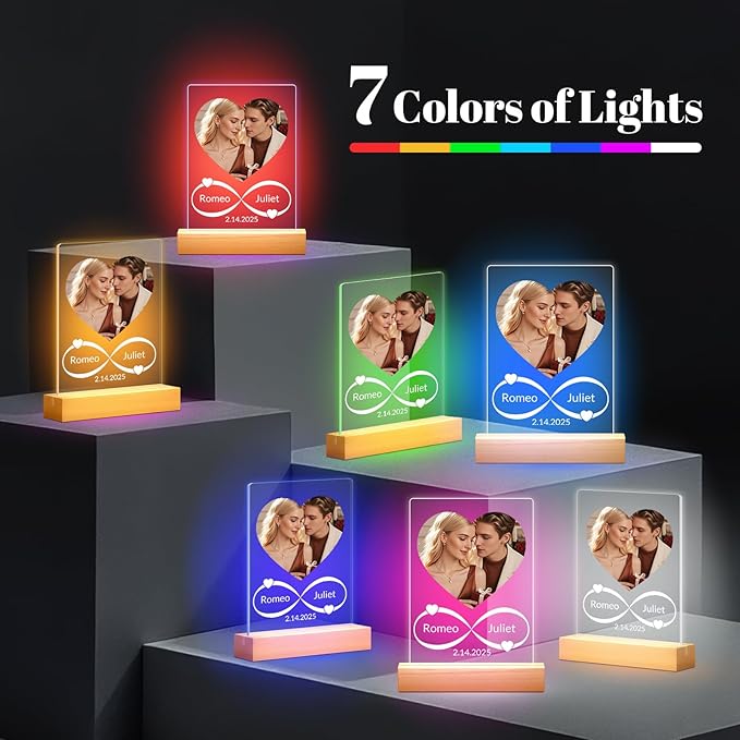 Custom Picture Frames with Photo, Personalized Photo Frame with Night Light - Image 6