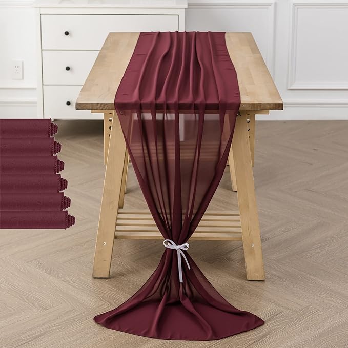6Pack 9ft Chiffon Table Runner 14x108 Inch Sheer Romantic Table Runner - Image 6