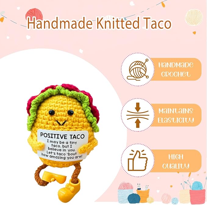 Crochet Emotional Support Taco-Handmade Mental Health Gifts - Image 3