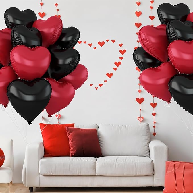 Black Red Heart Balloons - Image 4