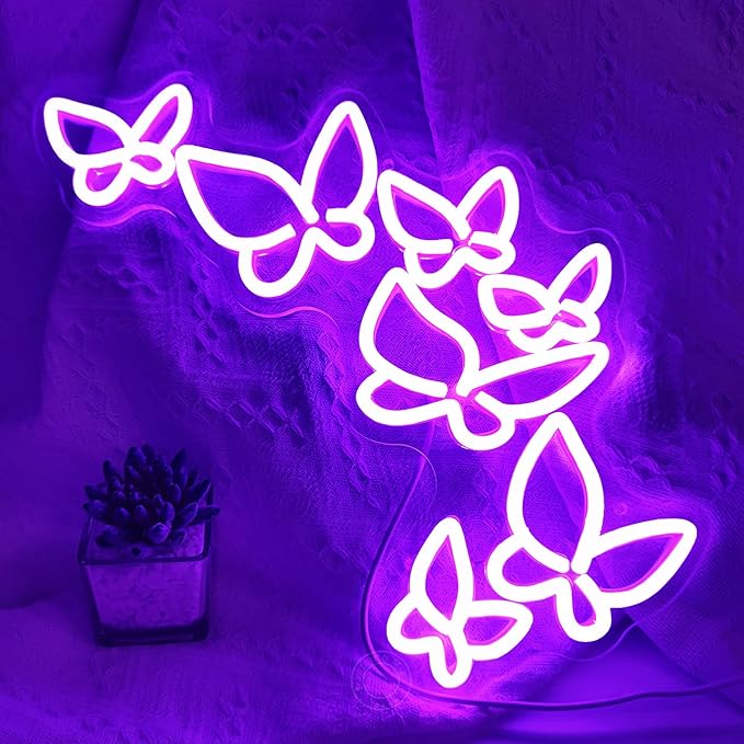 SYLHOME Butterfly Led Neon Light Sign Girls Bedroom Kids Room Beauty Studio - Image 4