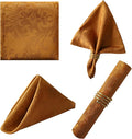 SASTYBALE Brown Jacquard Square Napkin, 20x20 Inche Damask Wrinkle Resistant by SASTYBALE