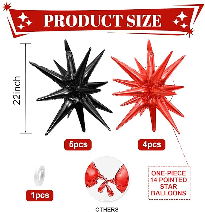 Black Red Star Balloons - Image 2