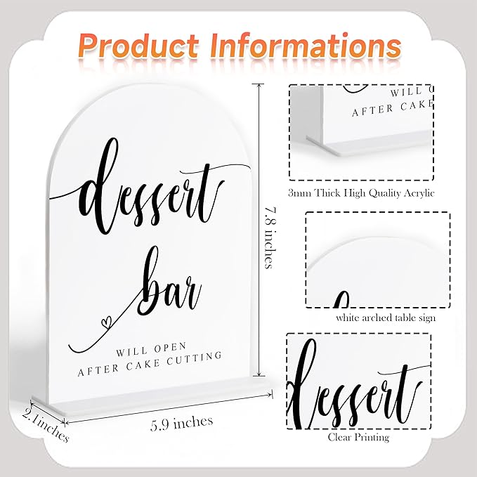 Dessert Bar Sign, Dessert Table Decor, Wedding Reception Decorations, Bridal - Image 2
