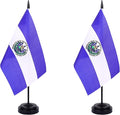 El Salvador Desk Flag 12" Solid Pole Deluxe Set Salvador Flags Banner Mini by Unknown