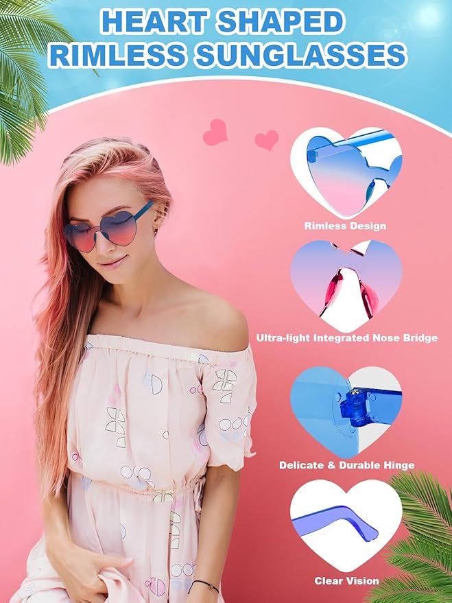 12 Pairs Heart Shaped Sunglasses - Image 4