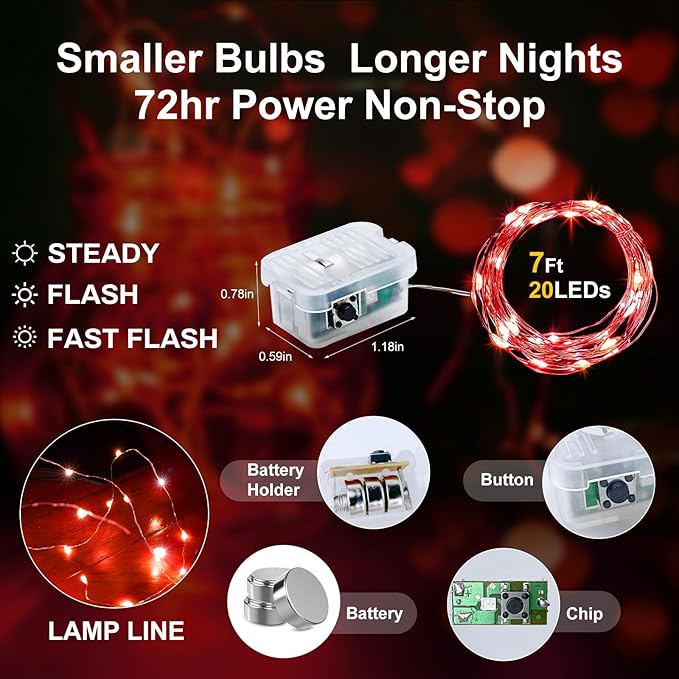 Aogist 12 Pack Fairy Lights 3 Modes 7ft 20 LED Waterproof, Battery Operated - Image 2