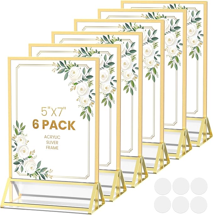 Acrylic Sign Holder 5X7 Gold Picture Frame Double-Sided Acrylic Frames by displayyourphotosbrochuresmenusartworkadvertisementsetc