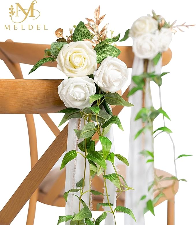 Meldel Wedding Chair Decorations Aisle Floral Set of 10 Artificial Flowers - Image 8