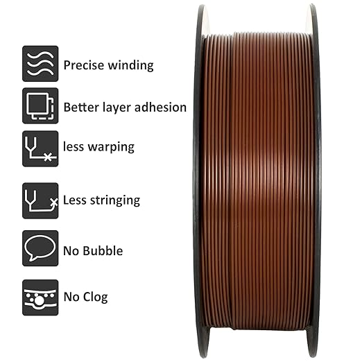 Geeetech PLA Filament 1.75mm Brown, Neatly Wound 3D Printer Filament 1kg Spool - Image 4