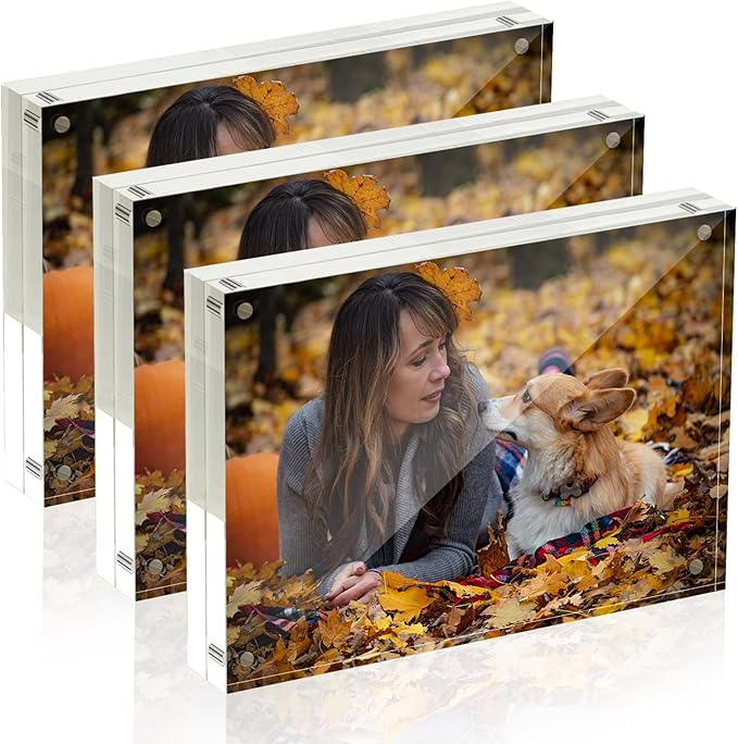 5x7 Acrylic Picture Frames, 20mm Thick Clear Frameless Magnetic Photo Frames by Unknown